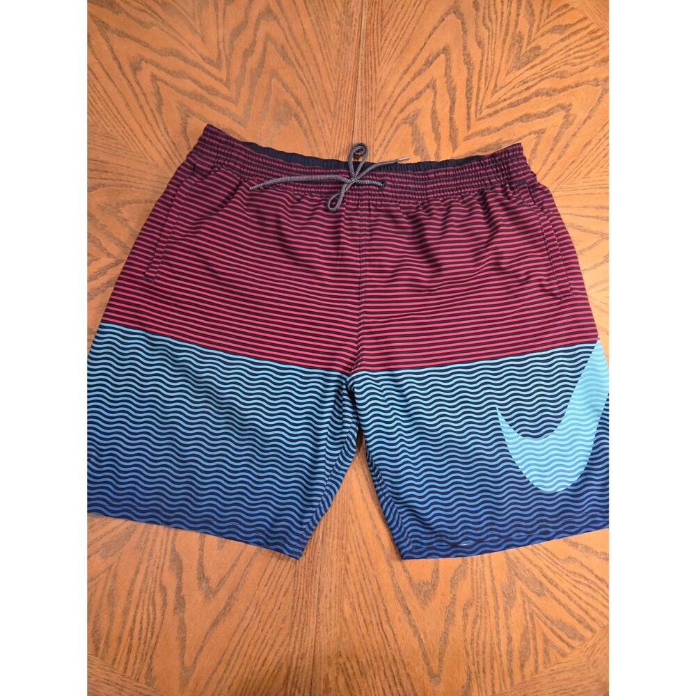 Nike Horizon Stripe Volley Swim Trunks Lagoon Pulse Blue Pink Ombre Sz XL